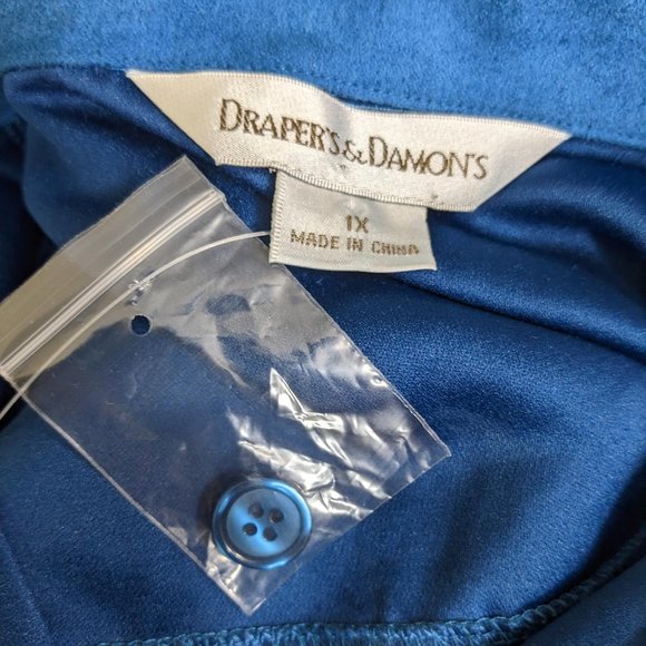Draper's & Damon's Blue Microsuede Button Up Round Hem Shacket - size 1X NWOT - Picture 12 of 14